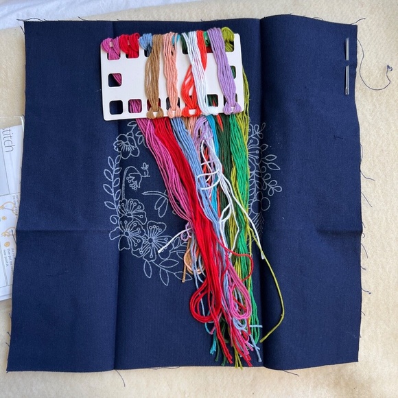 Embroidery Kit DIY Craft Handmade Floral Pattern Hoop Needle Cloth Thread Instr. - Picture 4 of 5